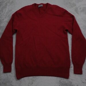 Daniel Bishop‎ Sweater Mens Medium Red Cashmere V Neck Pullover Preppy